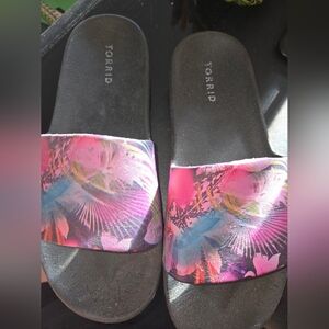 Torrid Multicolor Tropical Slide Sandals